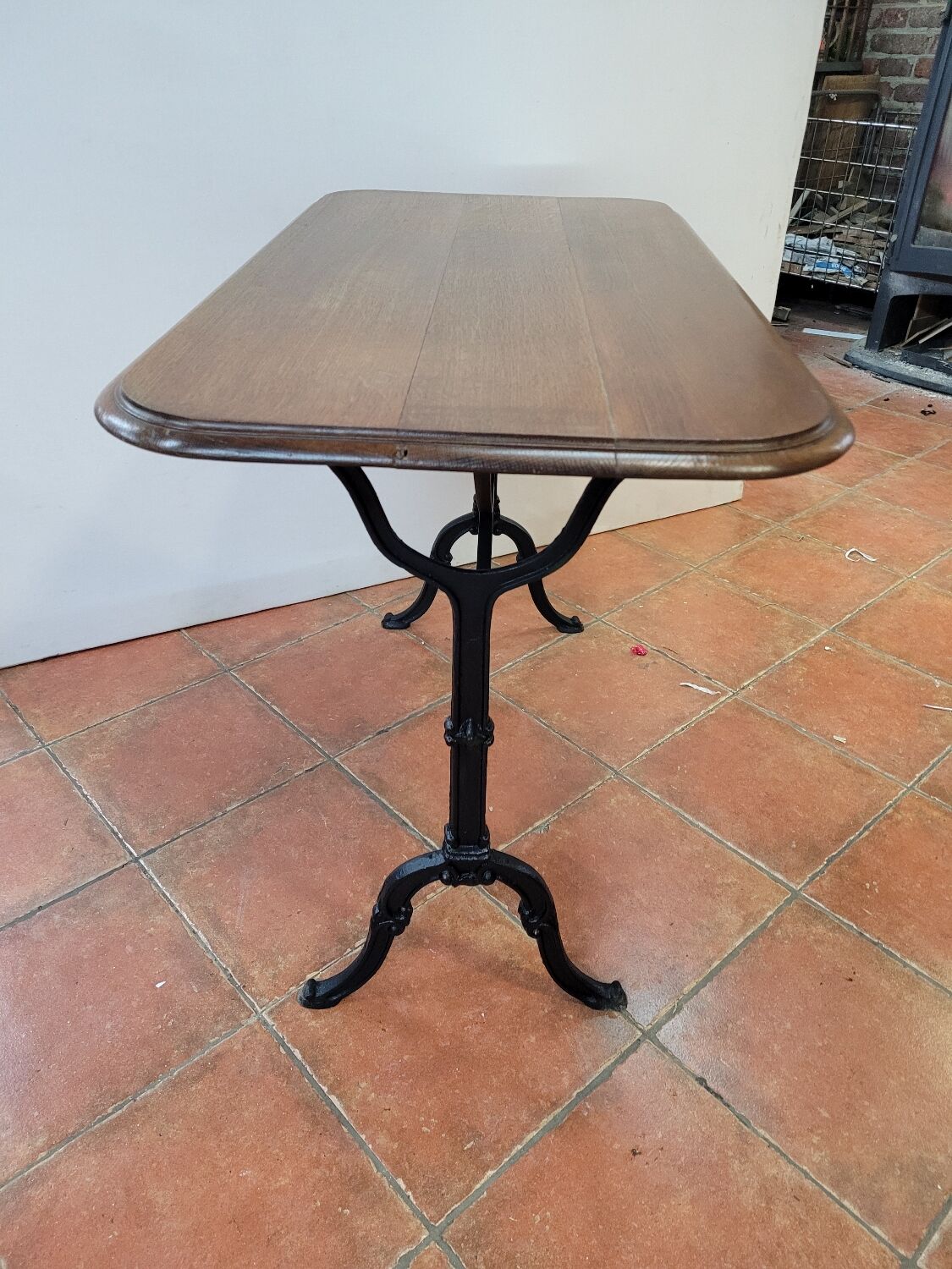 Antique bistro table with oak top