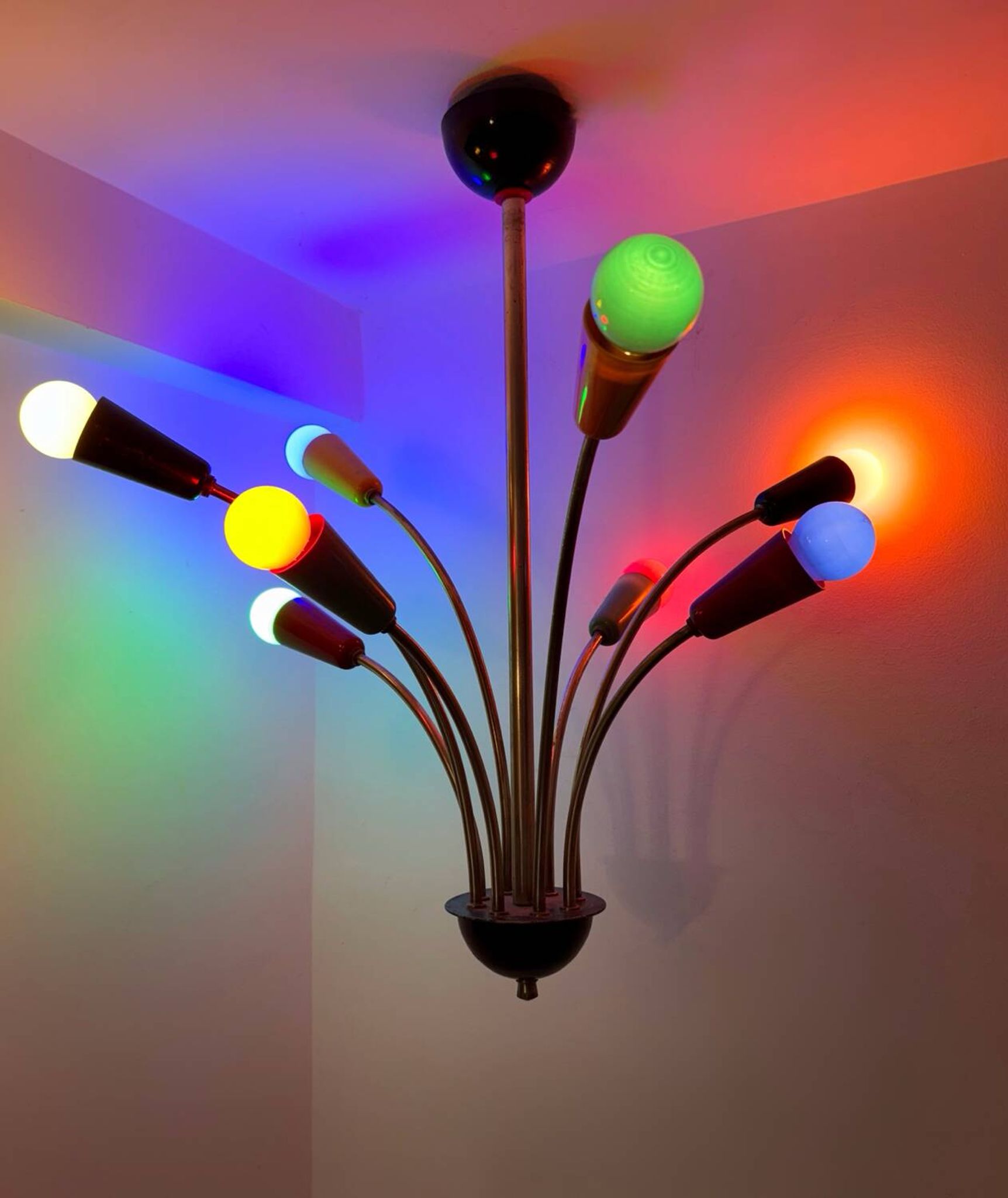 Multicoloured Sputnik chandelier from the 1960s.