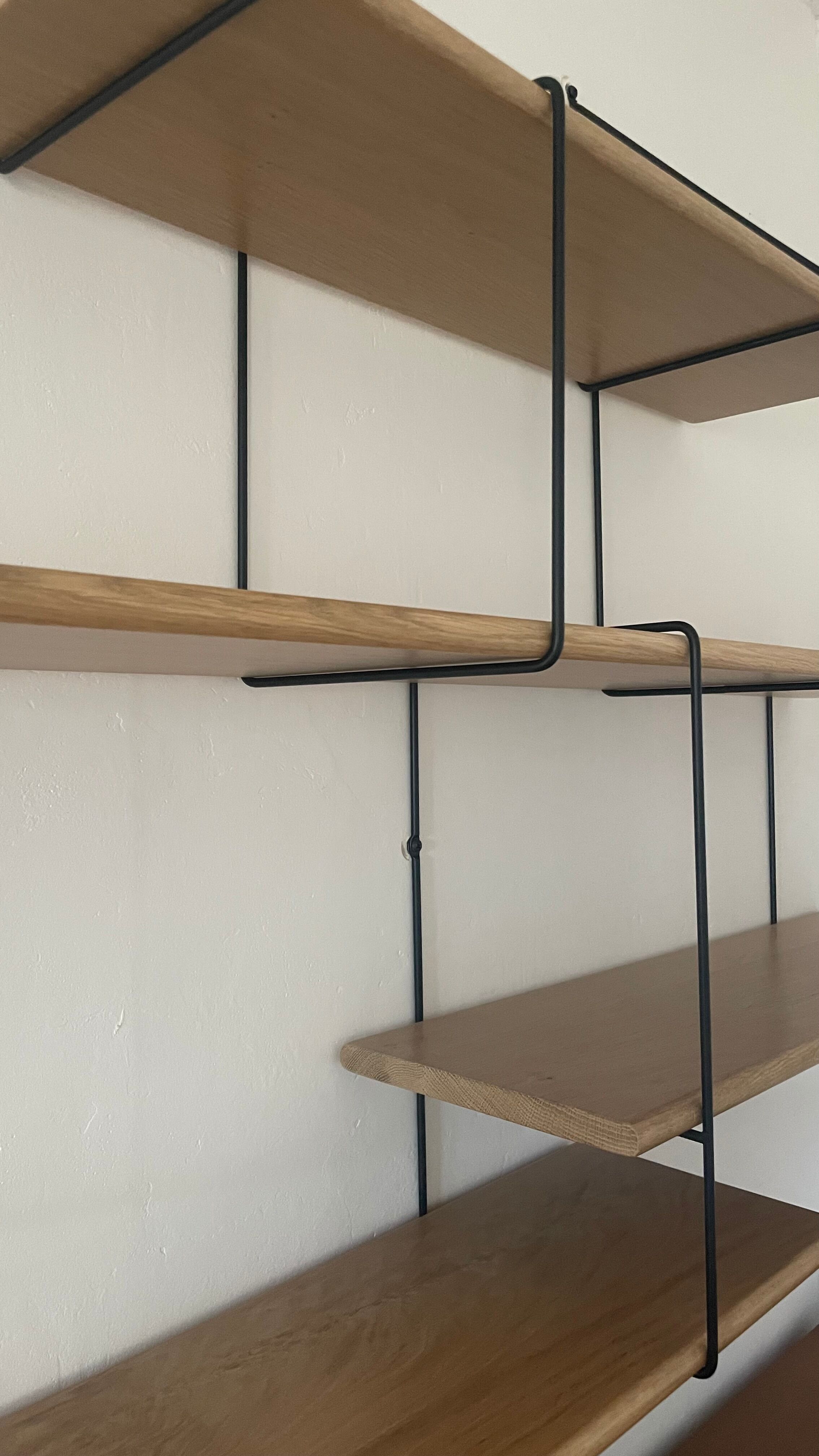 Scandinavian oak and steel shelf