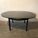 Round table blackened wood