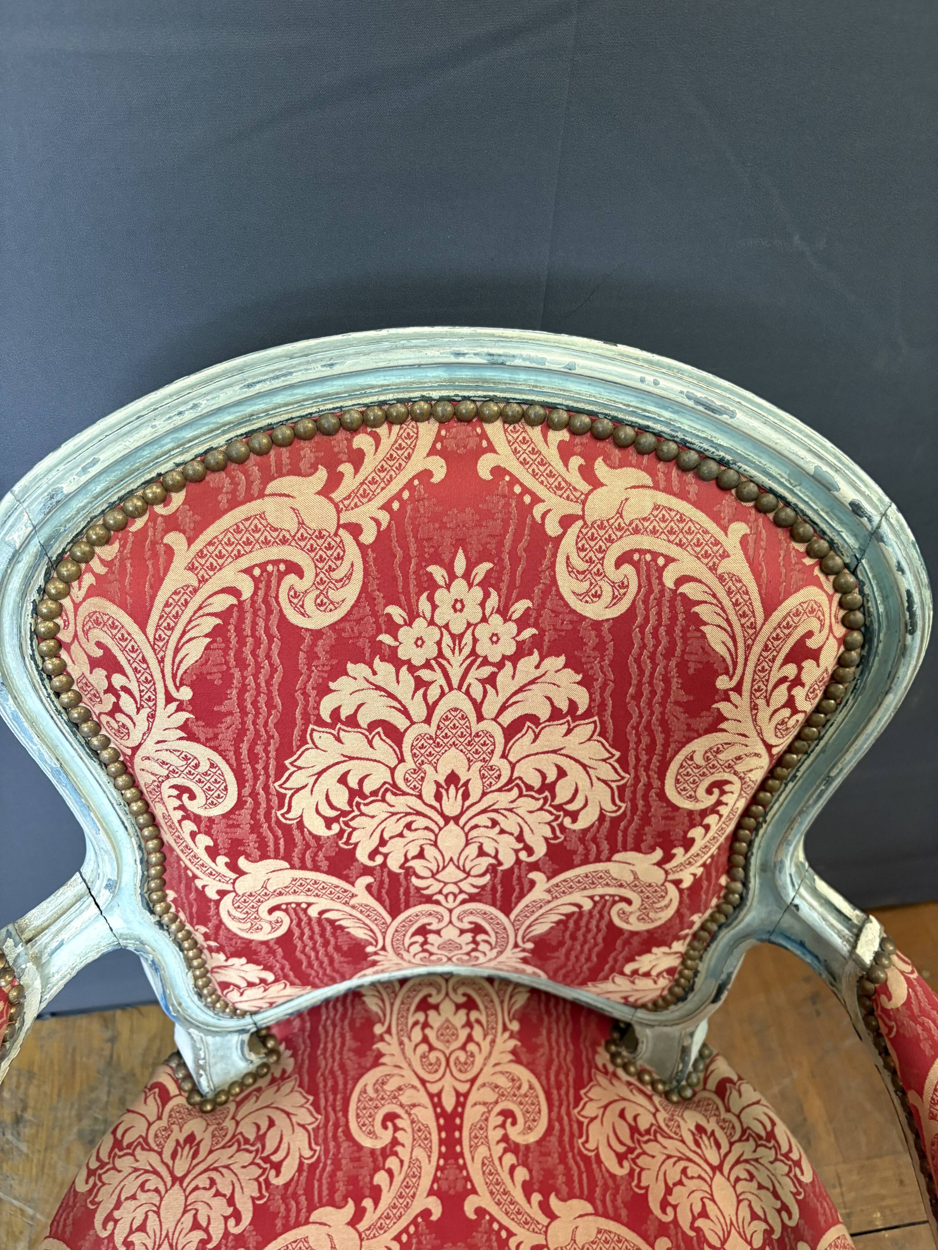 Paire de Cabriolets de Style Louis XV en Hêtre polychrome