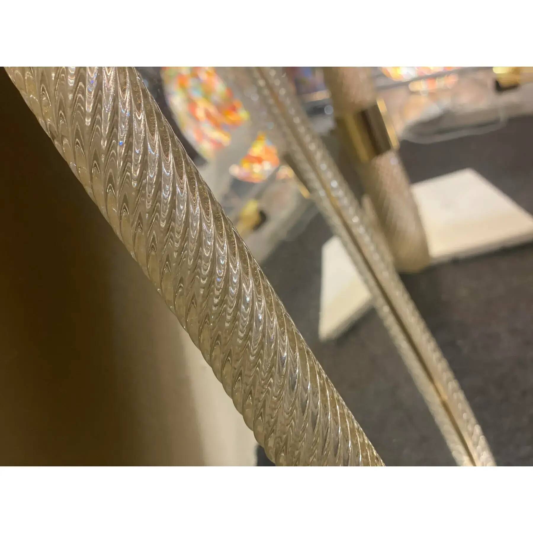 Venetian "Torciglione" Torchon Murano Glass Wall Mirror