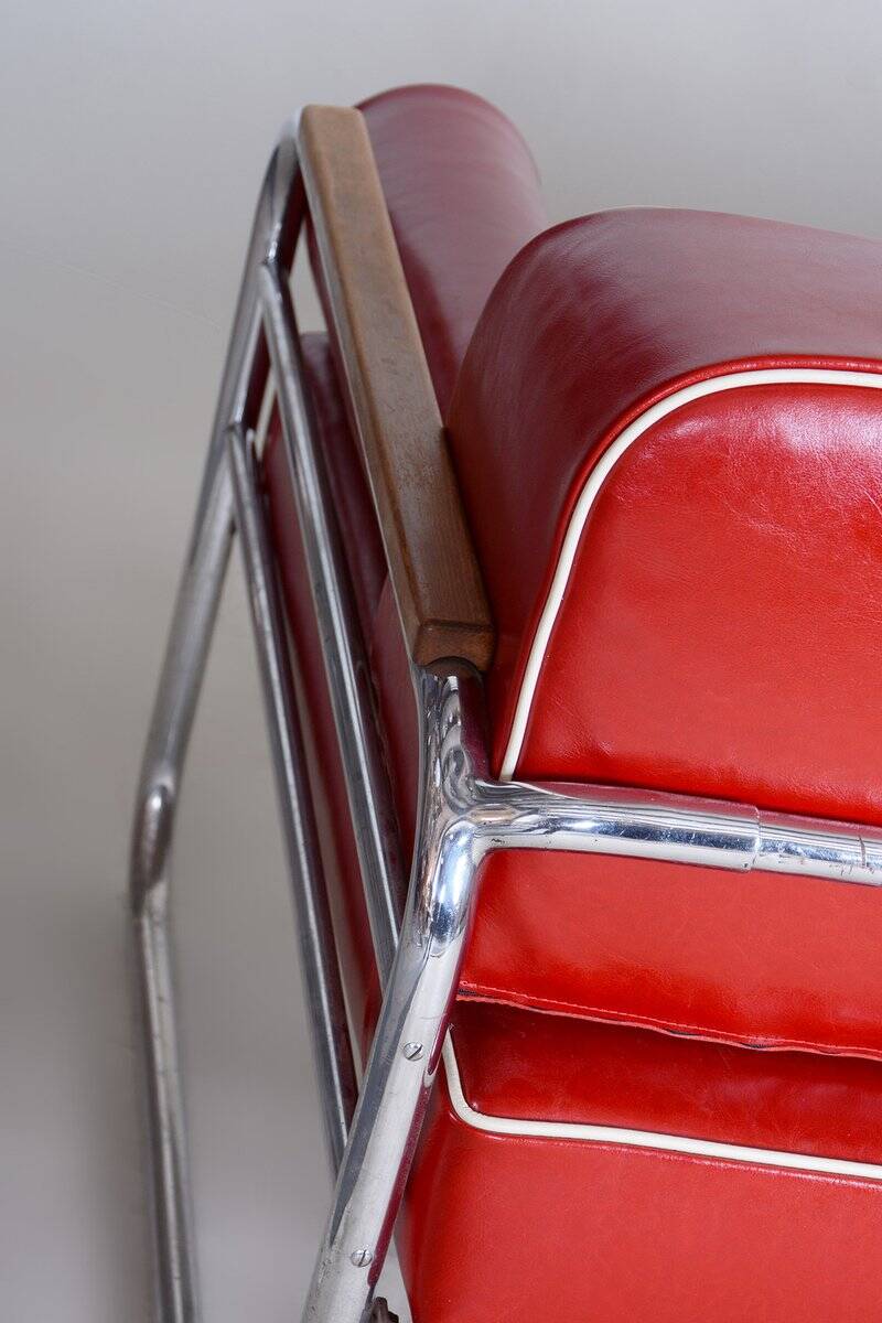 Bauhaus Sofa in Beech & Leather attributed to Thonet, 1930s