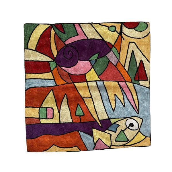 Housse de coussin brodée main en soie, motif paysage abstrait