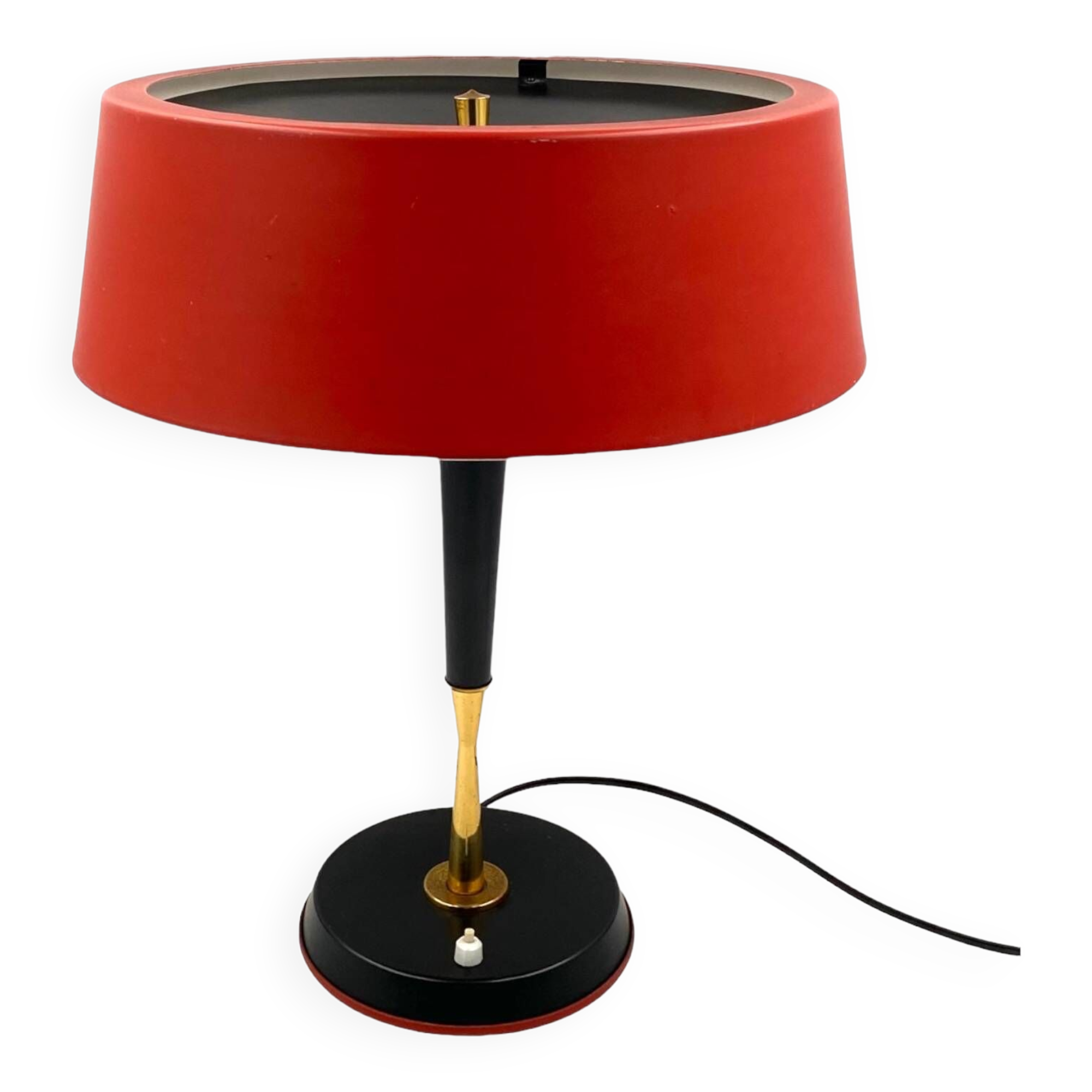 Oscar Torlasco, Mid-Century red table lamp, Lumi, Italy 1954