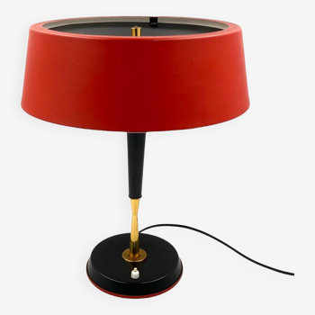 Oscar Torlasco, Mid-Century red table lamp, Lumi, Italy 1954