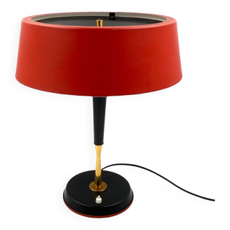 Lampe de table rouge vintage, Lumi, Oscar Torlasco Italie 1954