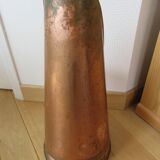 Copper coal bucket handle in white and blue earthenware