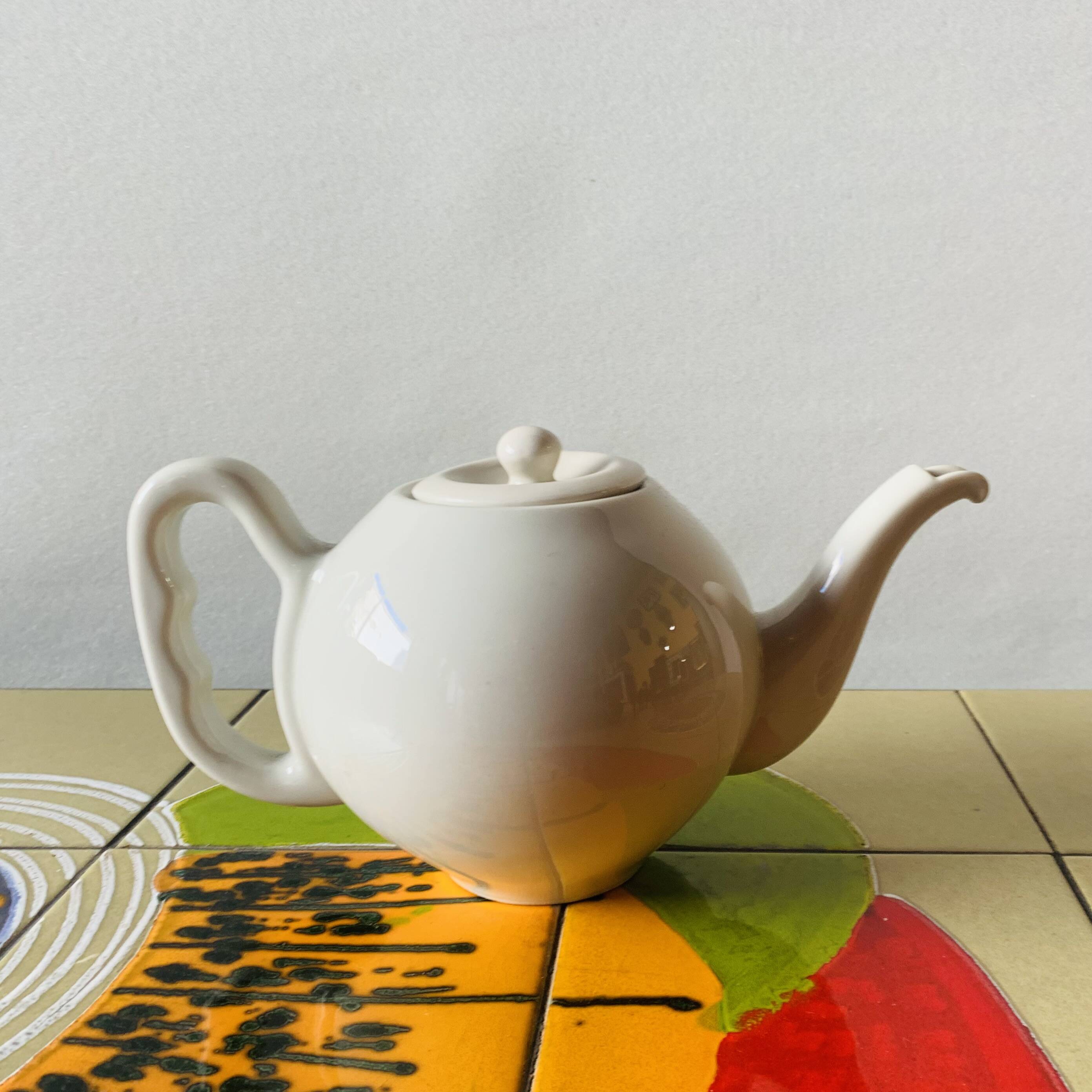 Old insulating teapot in ceramic and chrome metal - Dovo Tiel