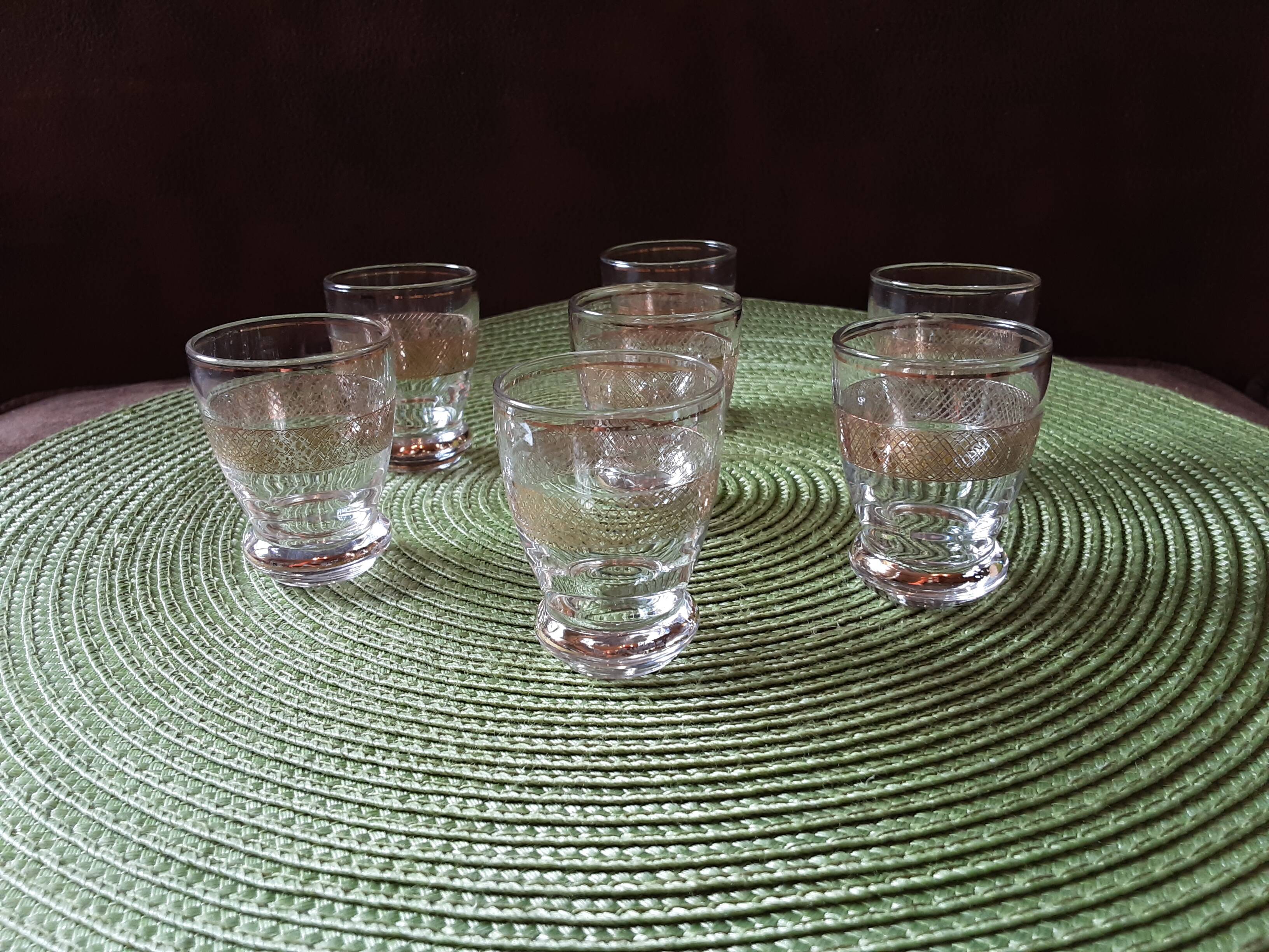 Set of 7 digestive glasses. Crystal