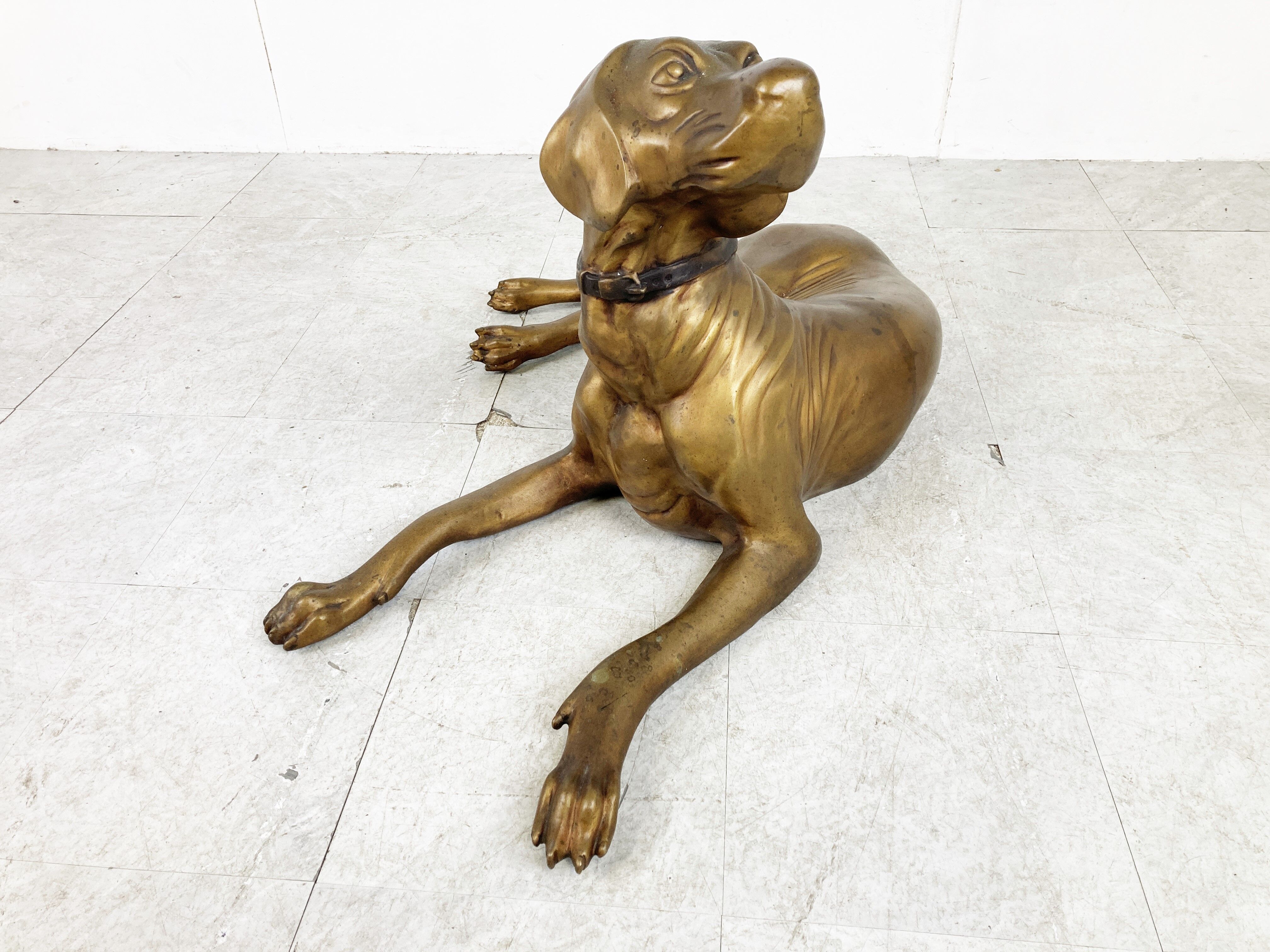 Life size brass dog sculpture, 1960s