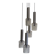 Large cascading chandelier with 5 glass lampshades and aluminium tube.