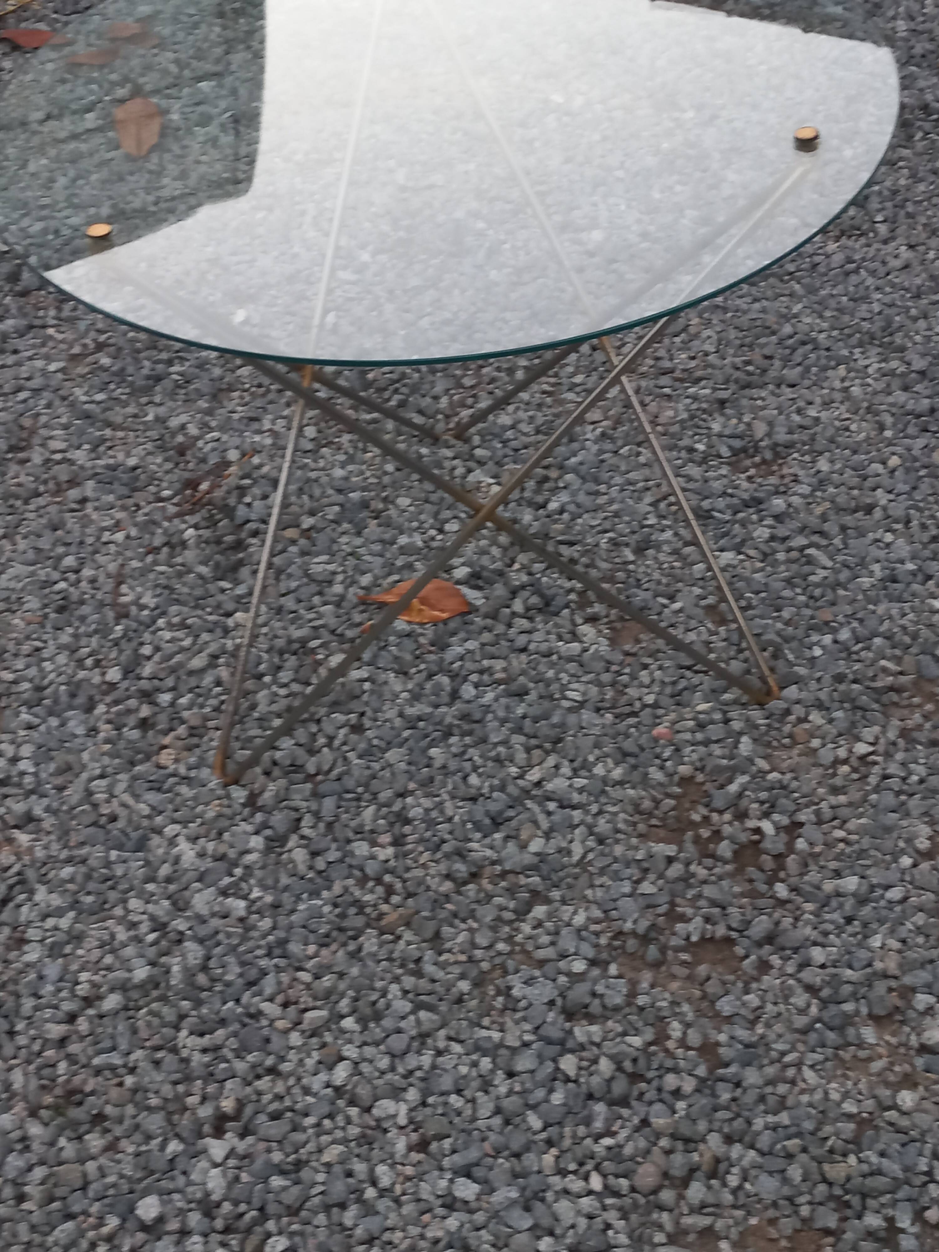 Florent Lasbleiz vintage coffee table in glass and metal
