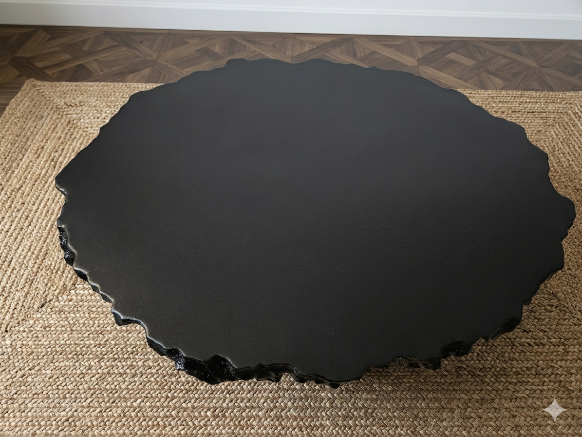 Table basse sculptée brutaliste “Météorite” – pièce unique