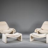 P60 chairs and ottomans by Vittorio Introini for Saporiti, 1960s, set of 4