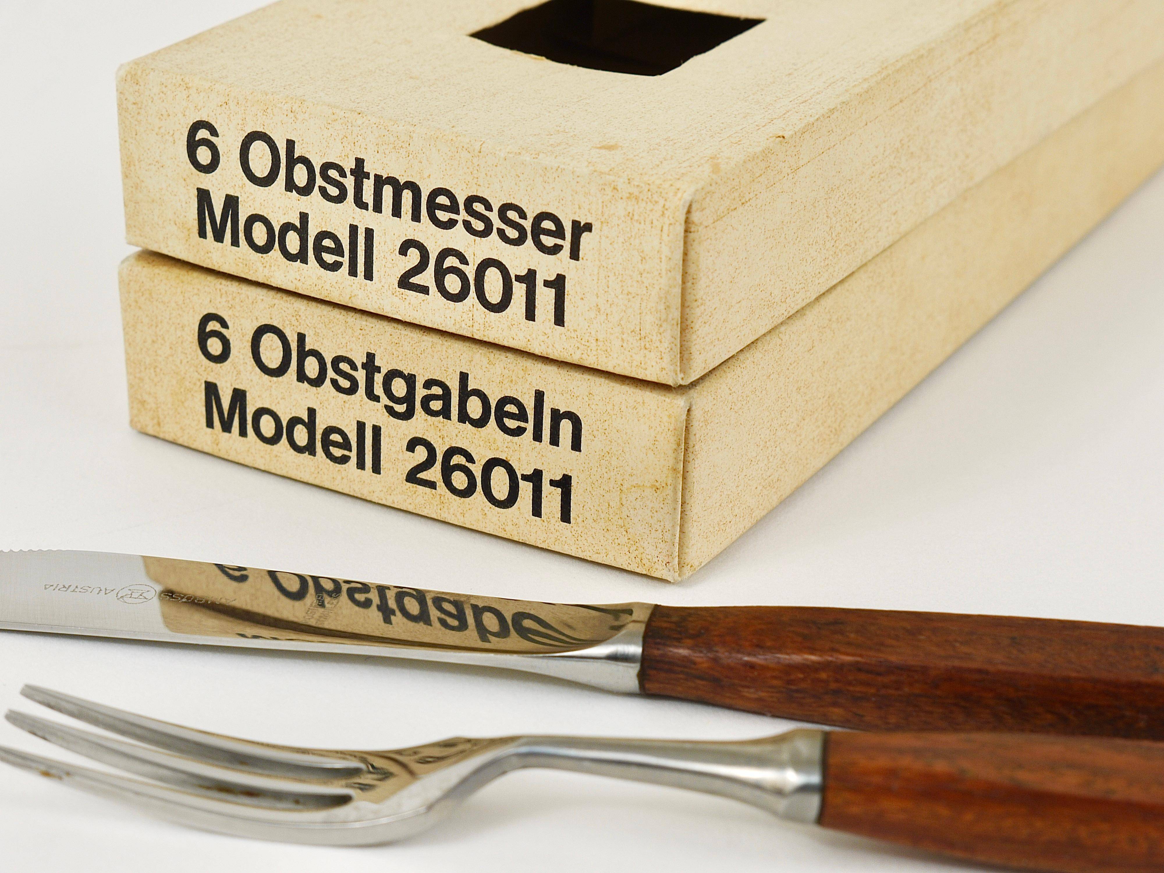 Amboss Box Mid-Century 6 Knives and 6 Forks, Cutlery, Austria, 1950s