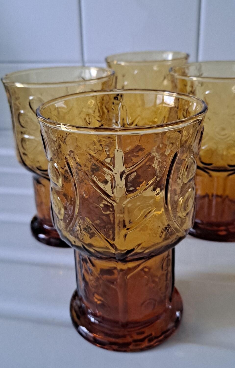 Amber floral relief glasses