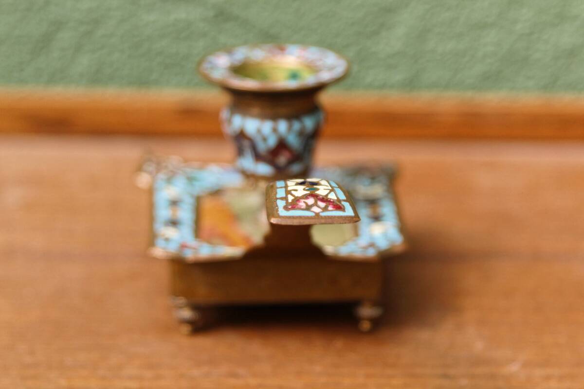 Cloisonne bronze hand candle holder, Napoleon III