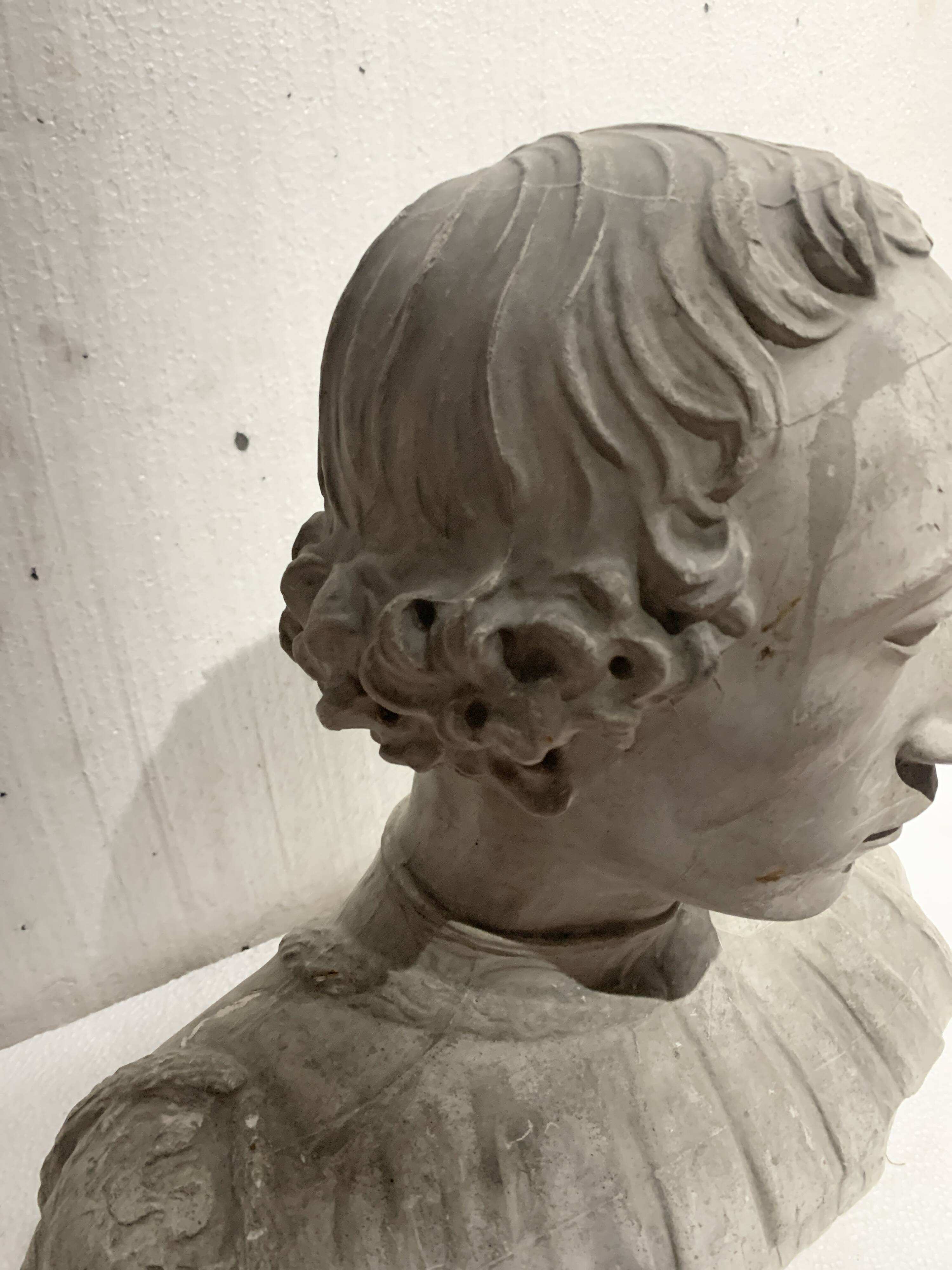 Sculpted plaster cast Bust of a young man 20th century