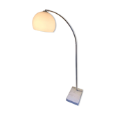 White and silver arch floor lamp in metal and marble