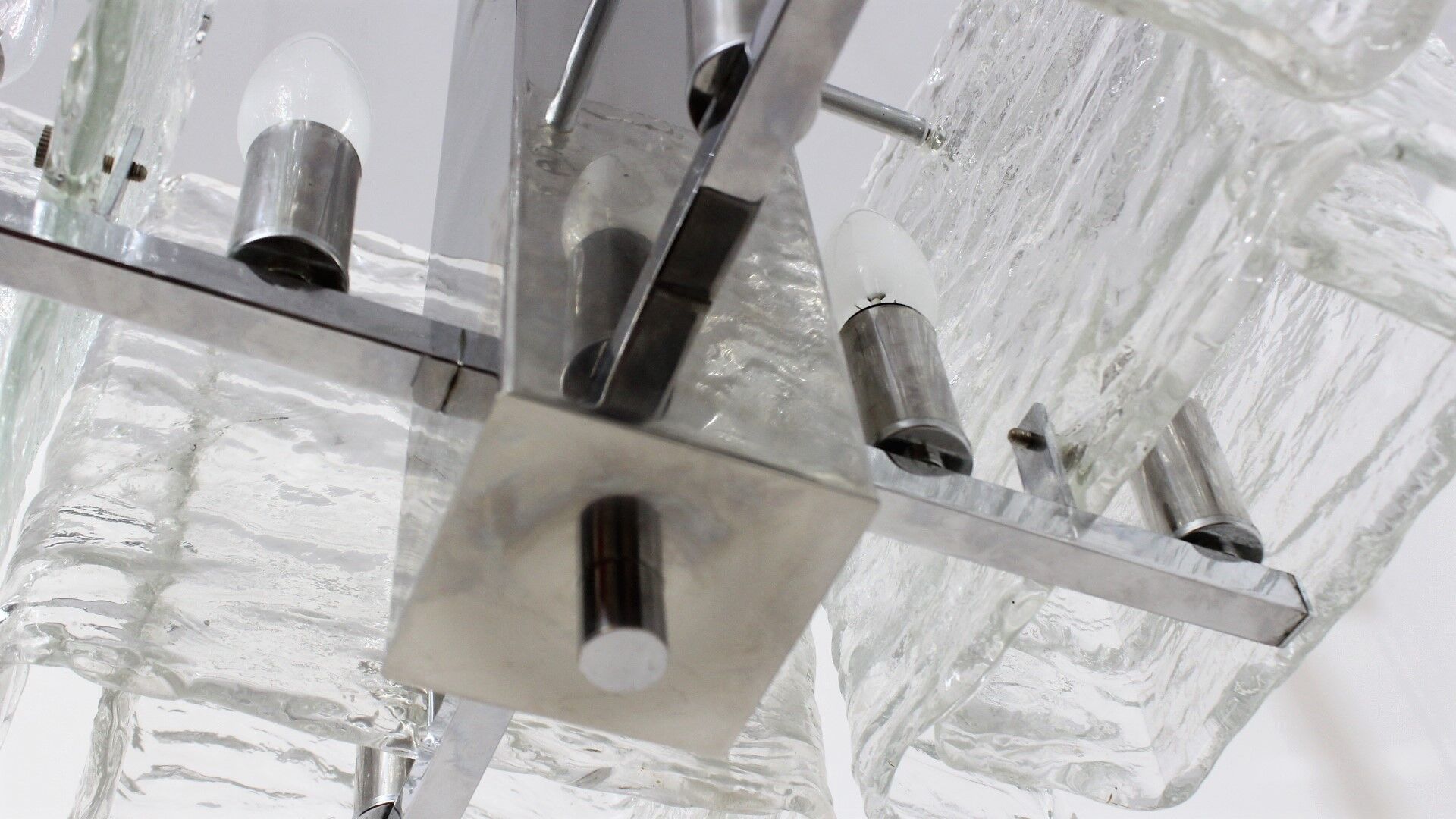 Murano glass pendant chandelier Mazzega 1970s