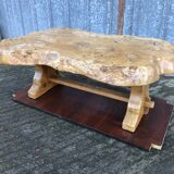 Handcrafted Brutalist coffee table in solid elm