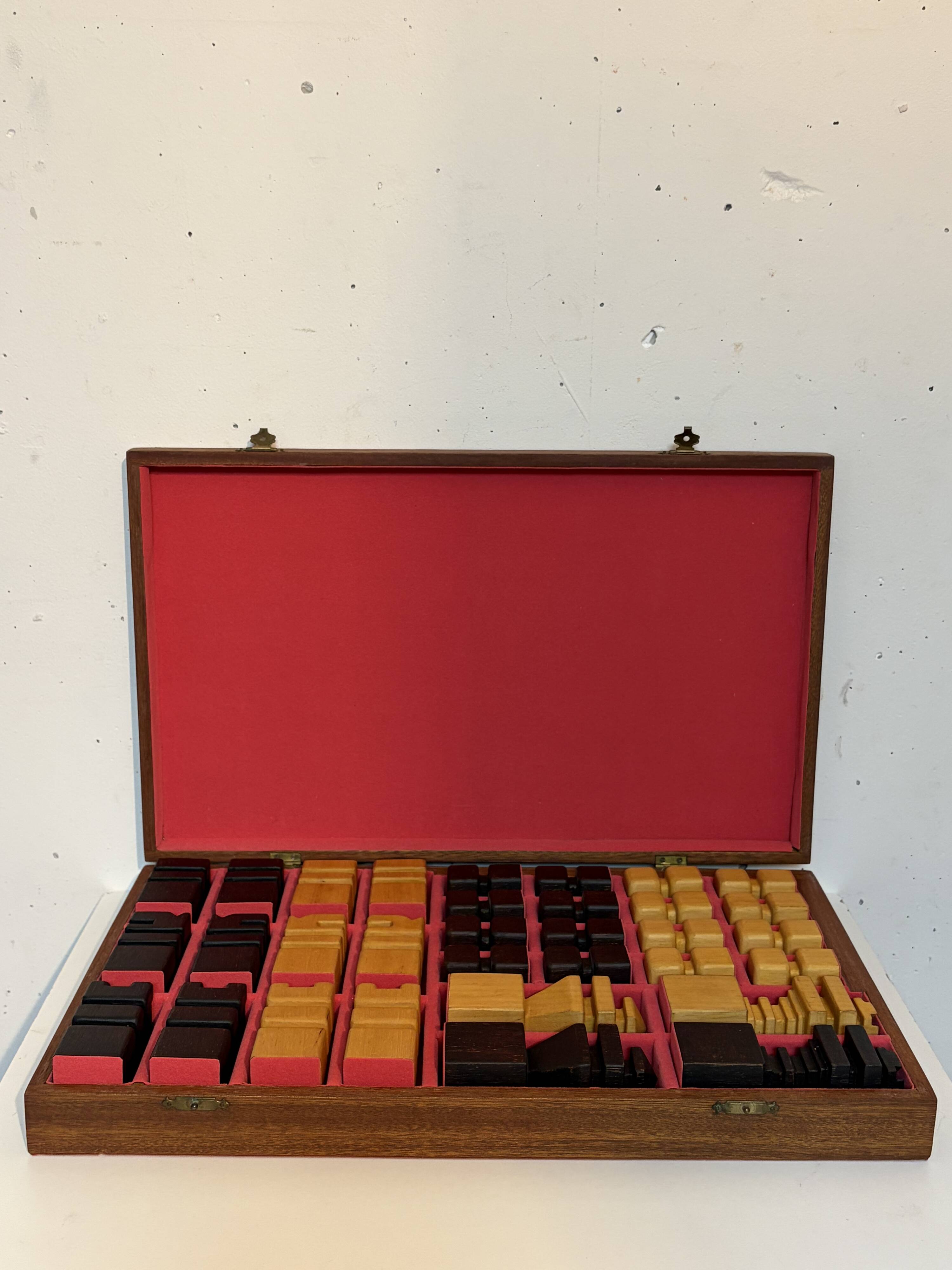 Wooden chess set, 1970