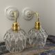 Set of two vintage sconces in chiseled glass