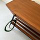 Mid-century coffee table with 2 mahogany wood tops and brass detail, Italy.