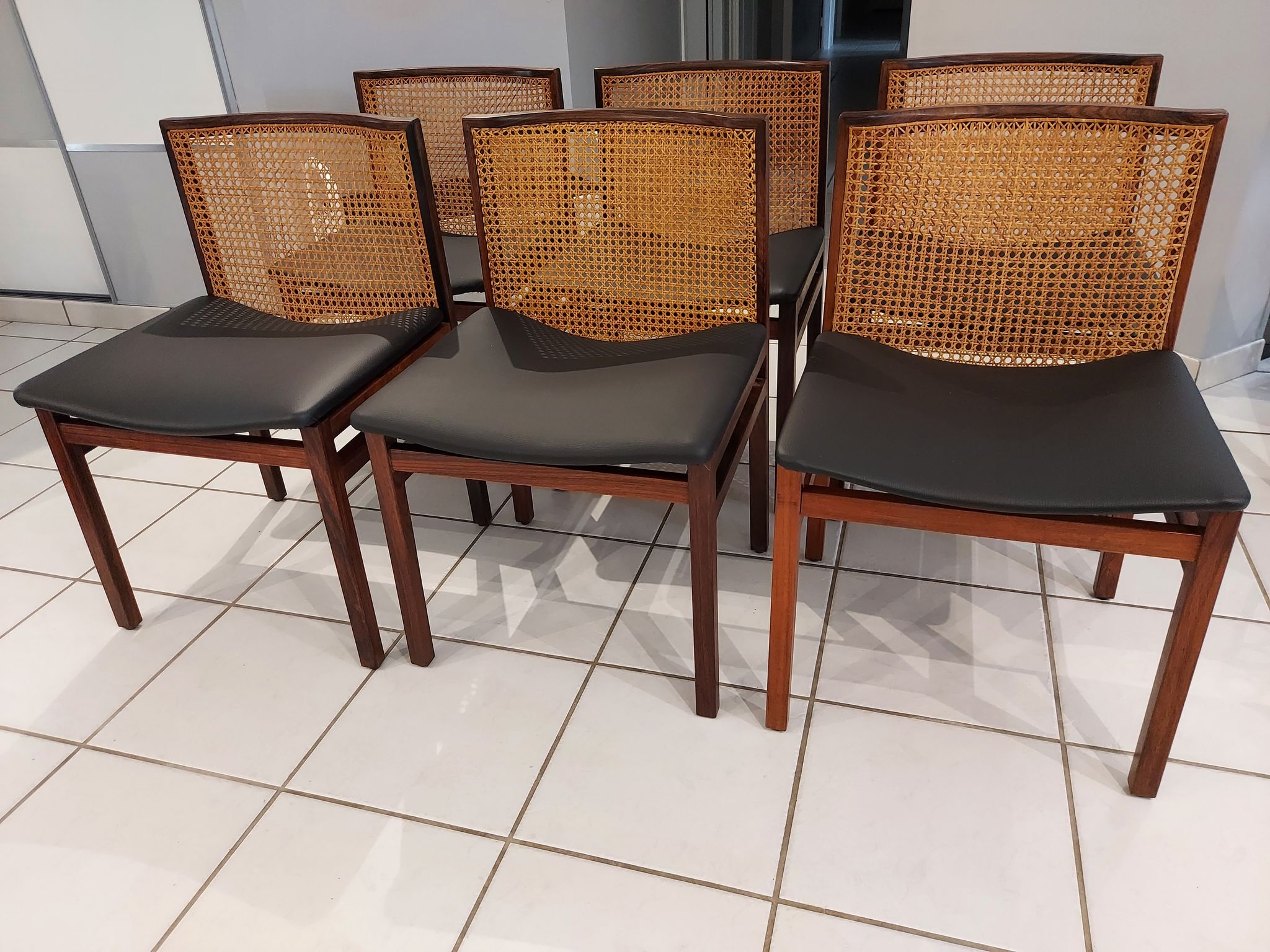 Suite of 6 chairs Italy Tito Agnoli rosewood 1960
