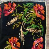 Romanian wool carpet with poppies and ears of wheat, 250x160 cm