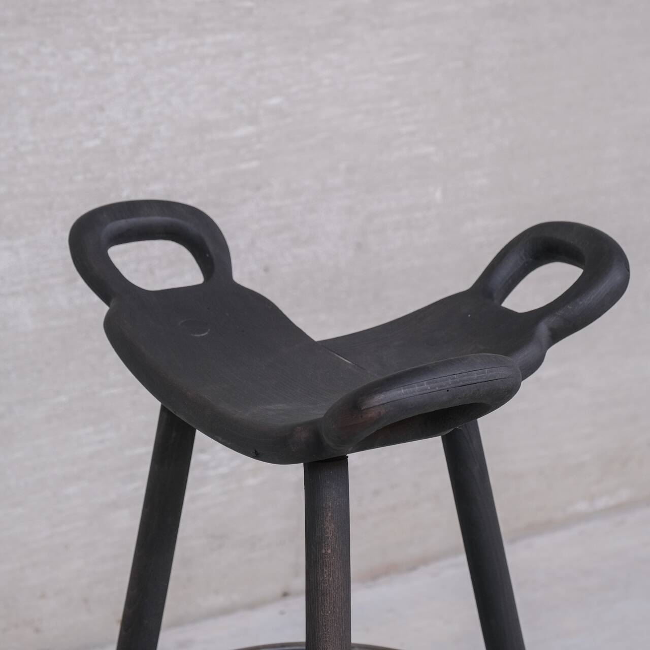 Set of Three Stained Blackened Mid-Century 'Marbella' Bar Stools