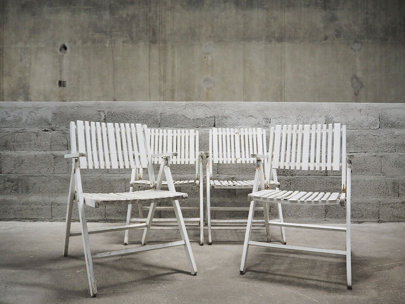 Set of 4 folding garden chairs Youpy, René Gleizes, vintage 60s