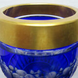 White blue, chiseled, cut overlay crystal vase Saint Louis