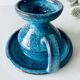 Candle holder in enamelled and signed stoneware