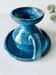 Candle holder in enamelled and signed stoneware