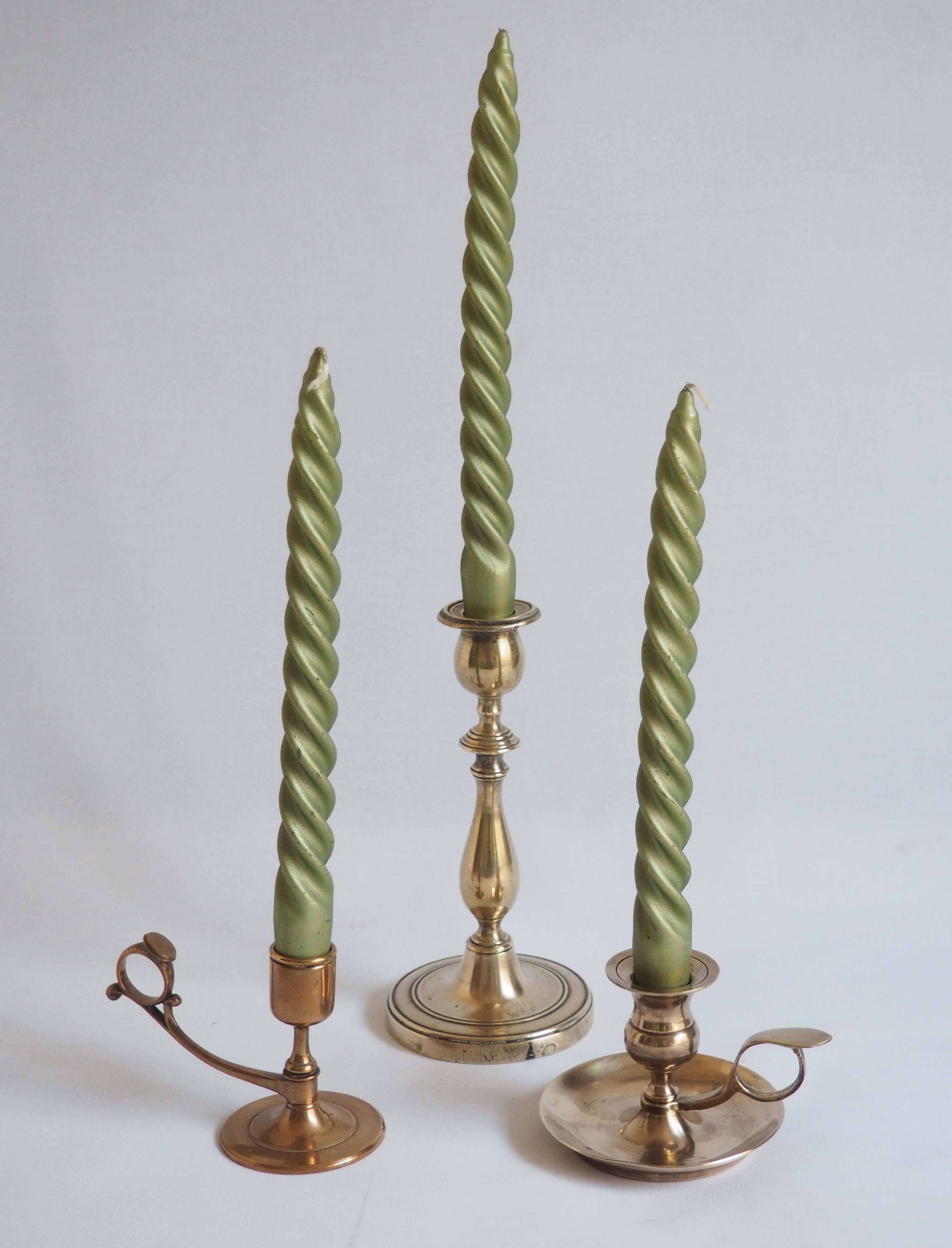 Brass candle holder with cup and handle