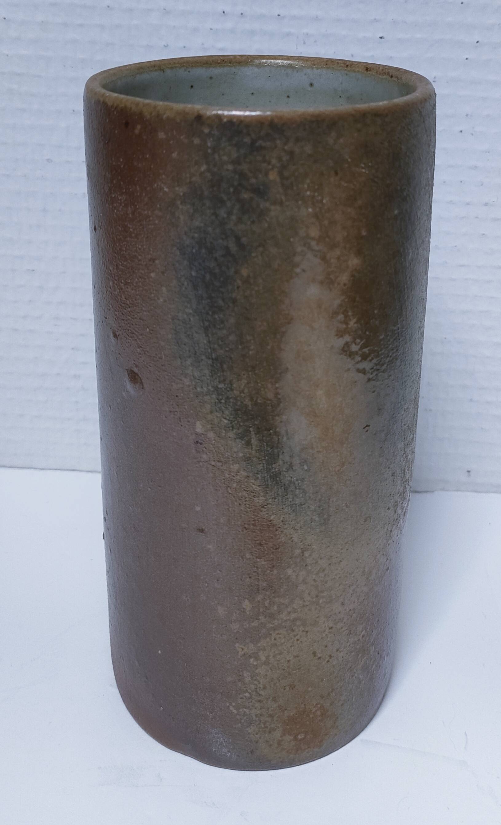 three vintage stoneware roller vases