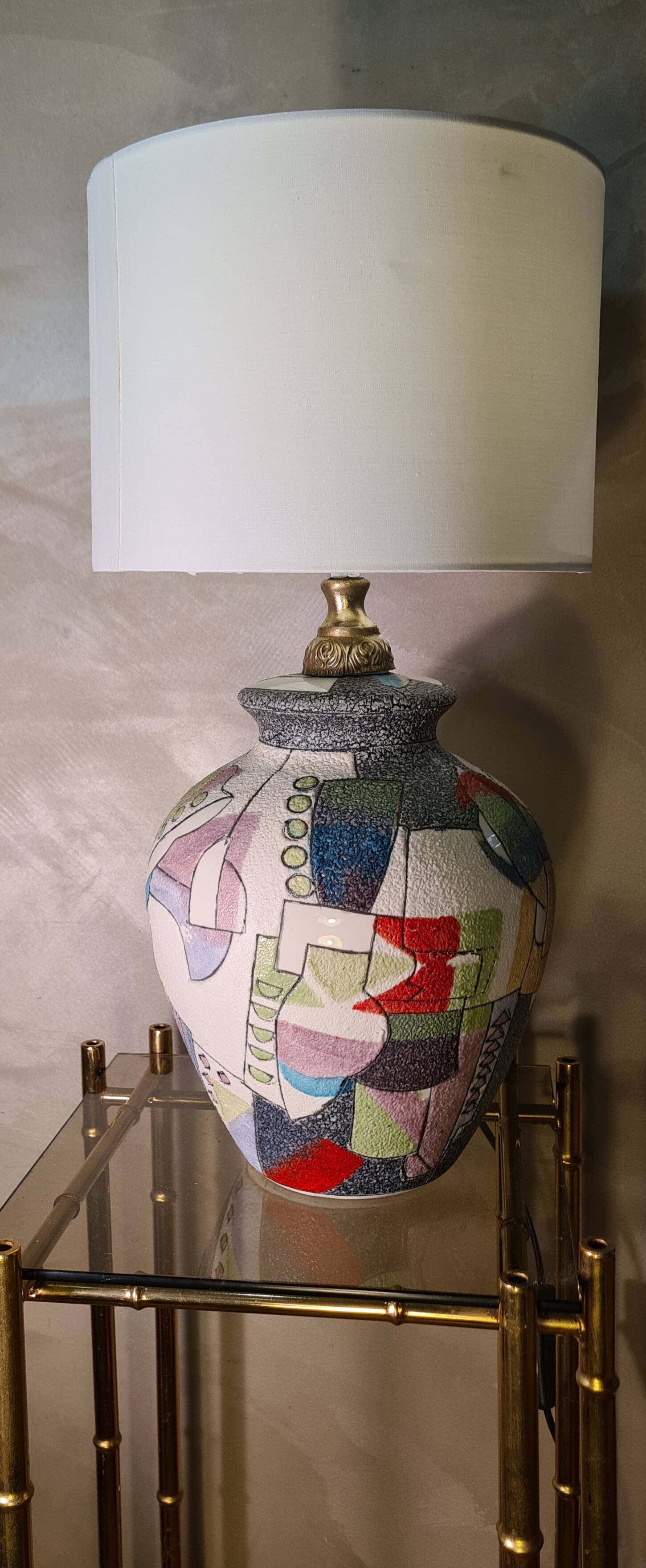 Ceramic lamp geometric cubism pablo style 45x22