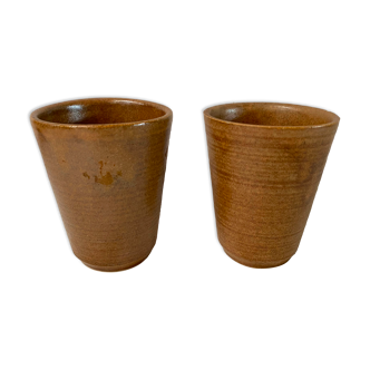 Ensemble de 2 mugs tasses verre en grès Digoin