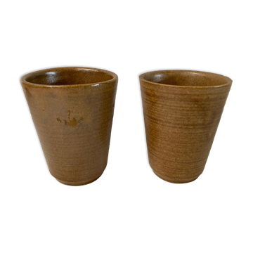 Set of 2 Mugs Digoin Sandstone Glass Cups