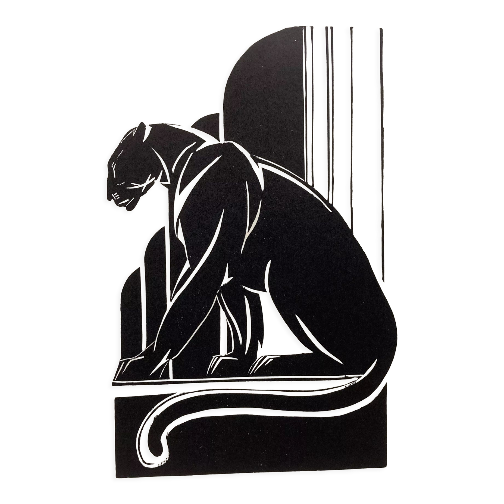 Linogravure art déco "panther"