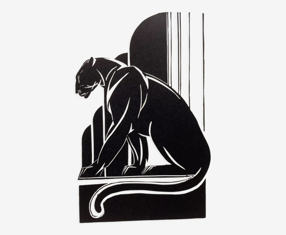 Art deco linocut "panther"