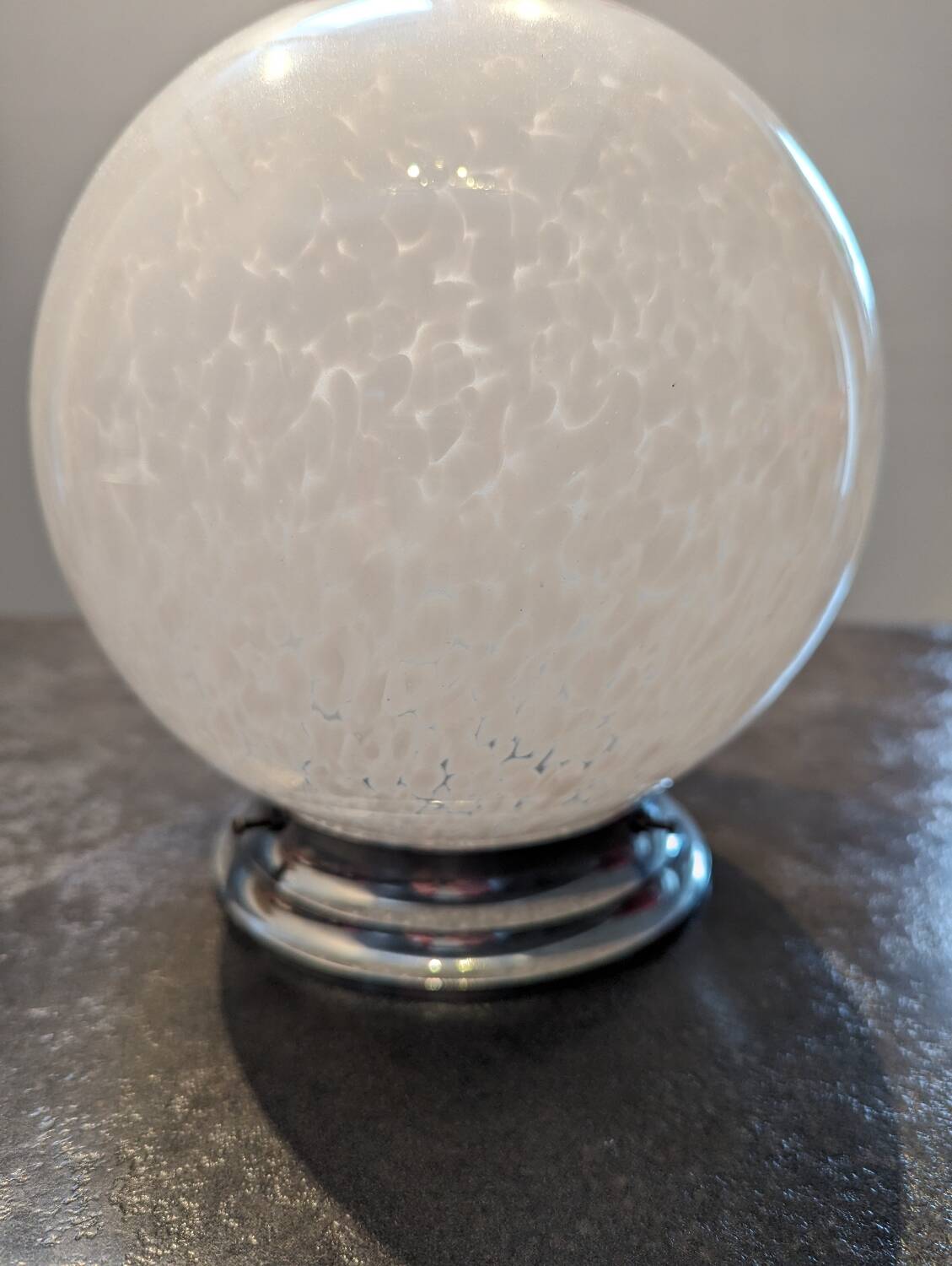 Ceiling light globe ball lampshade white opaline Clichy speckled