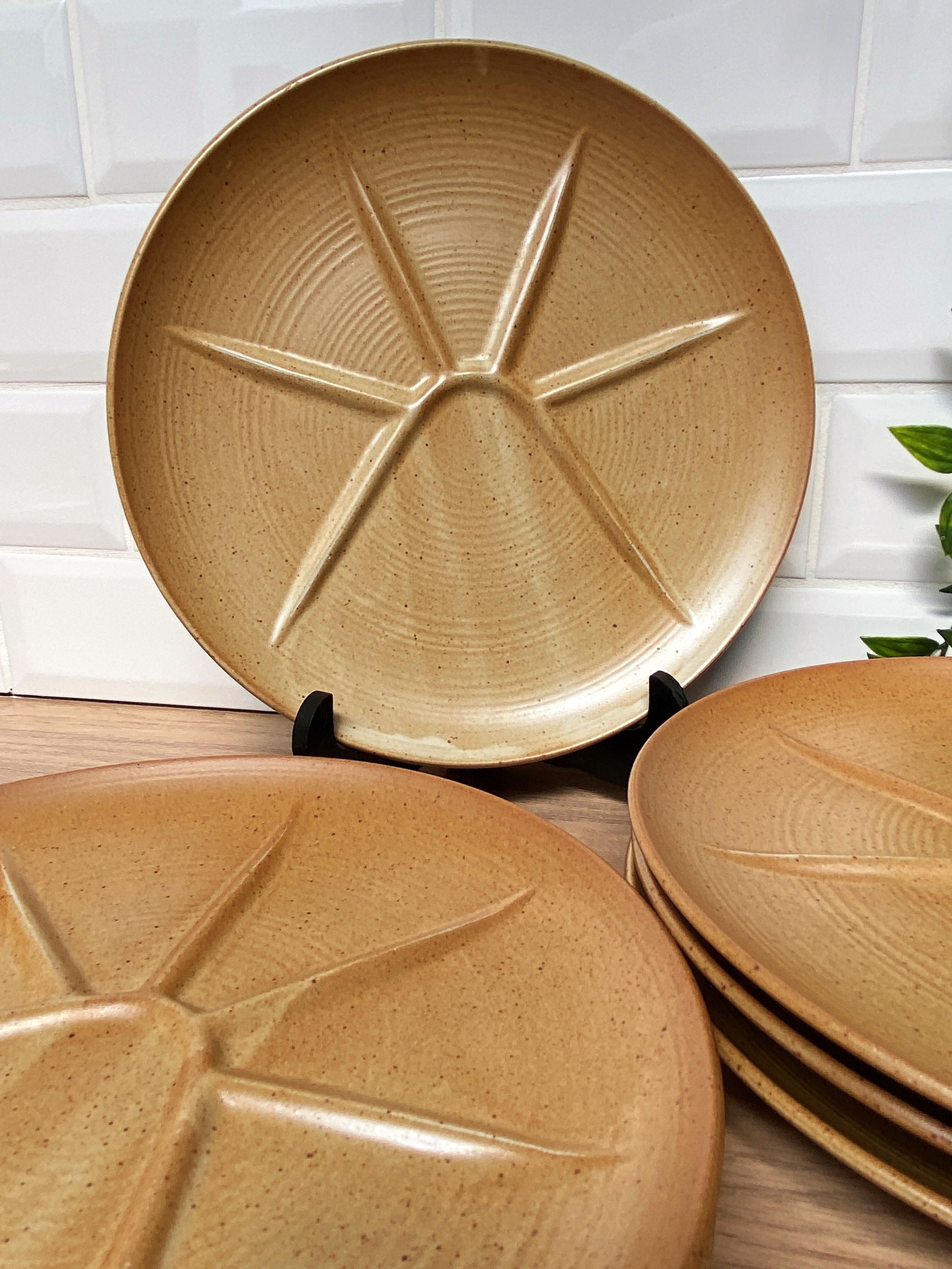 Set of 6 CNP Village stoneware fondue plates
