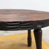 Low brutalist solid wood stool 1950