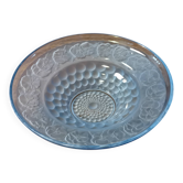 Art Deco blue glass centrepiece bowl with pansy decoration - 30 cm
