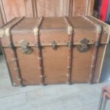 Old wooden trunk and fabrics