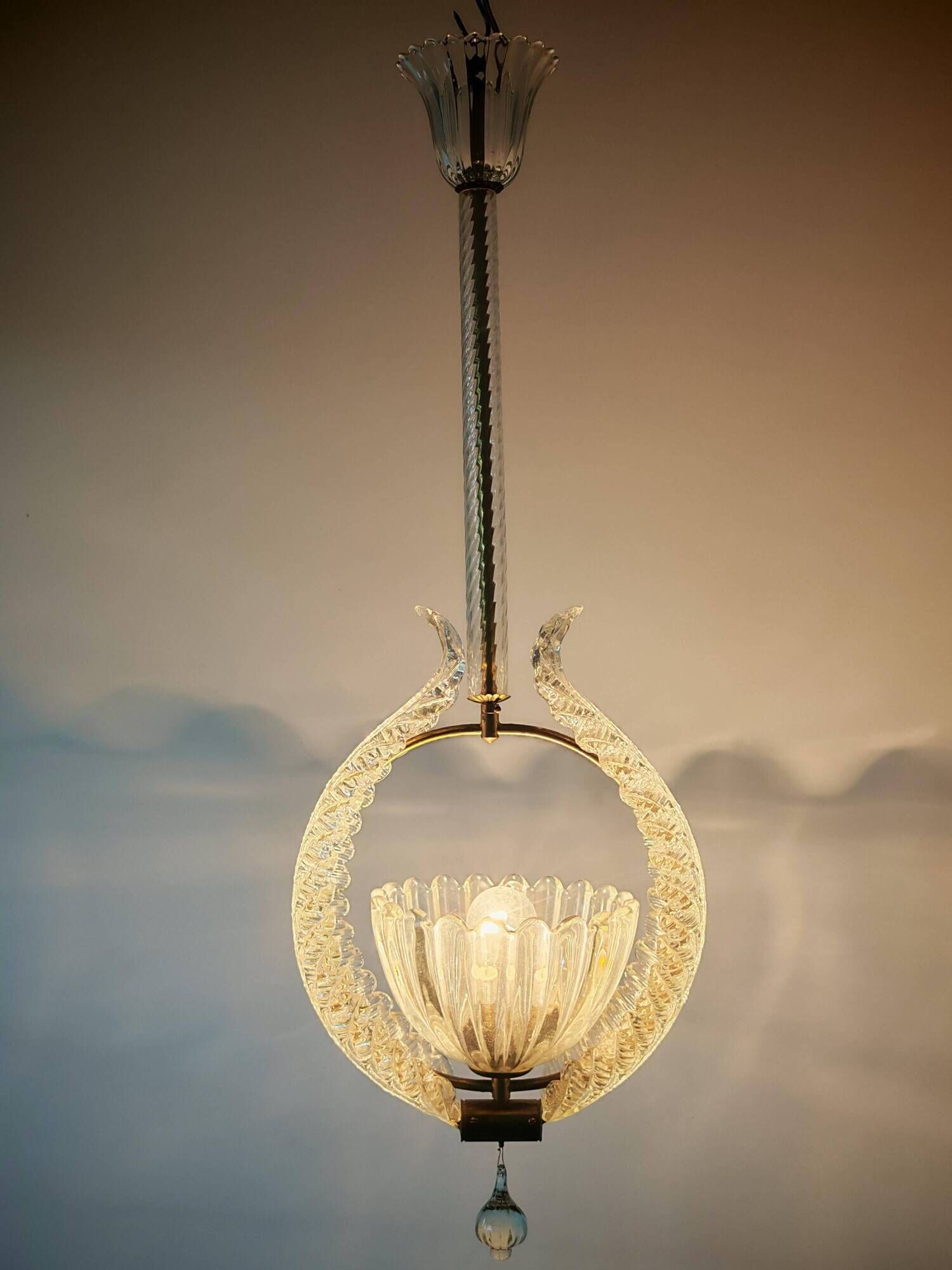 Art Deco Murano Glass Chandelier by Barovier and Toso