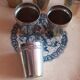 6 silver-plated metal glasses, decorated with a chased ribbon design